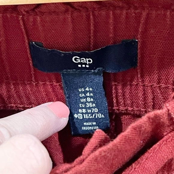 Gap cropped trouser pants with front tie dark orange/red - Picture 4 of 5